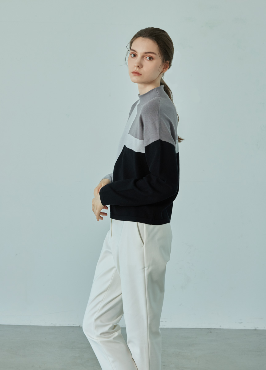 極簡風格高領針織上衣